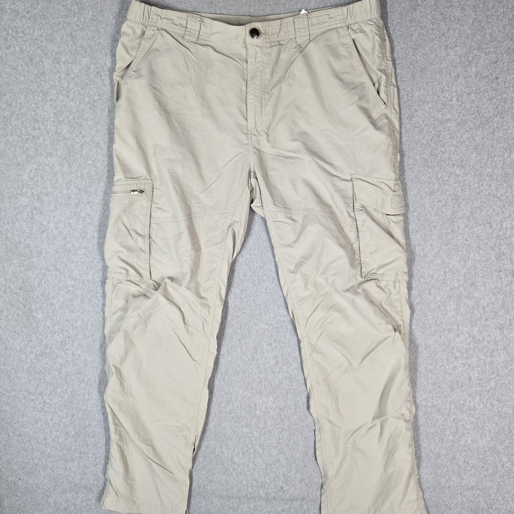 Columbia Men Pants 38X32 Beige Nylon Cargo Zipper 32" Inseam Ripstop